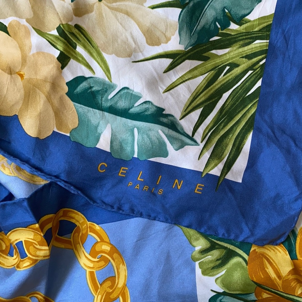 Large Celine vintage silk scarf